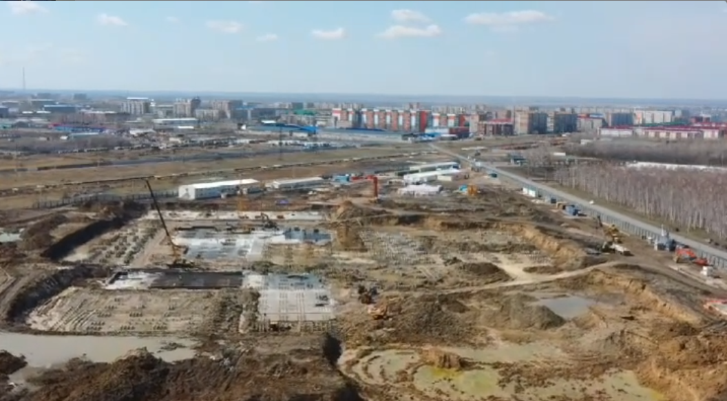Строительство новой больницы в Петропавловске с высоты птичьего полёта
