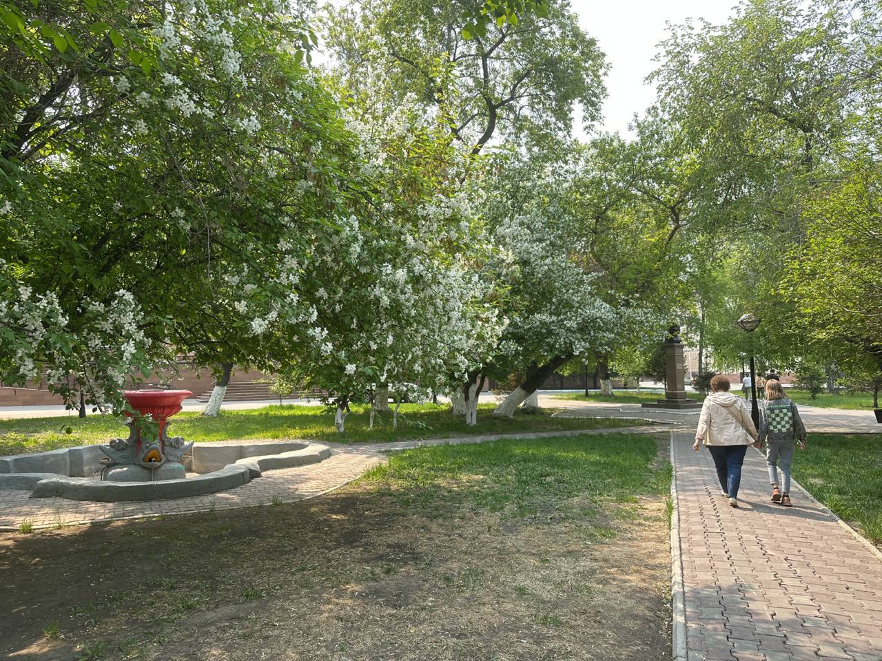 город Петропавловск лето фонтан у библиотеки