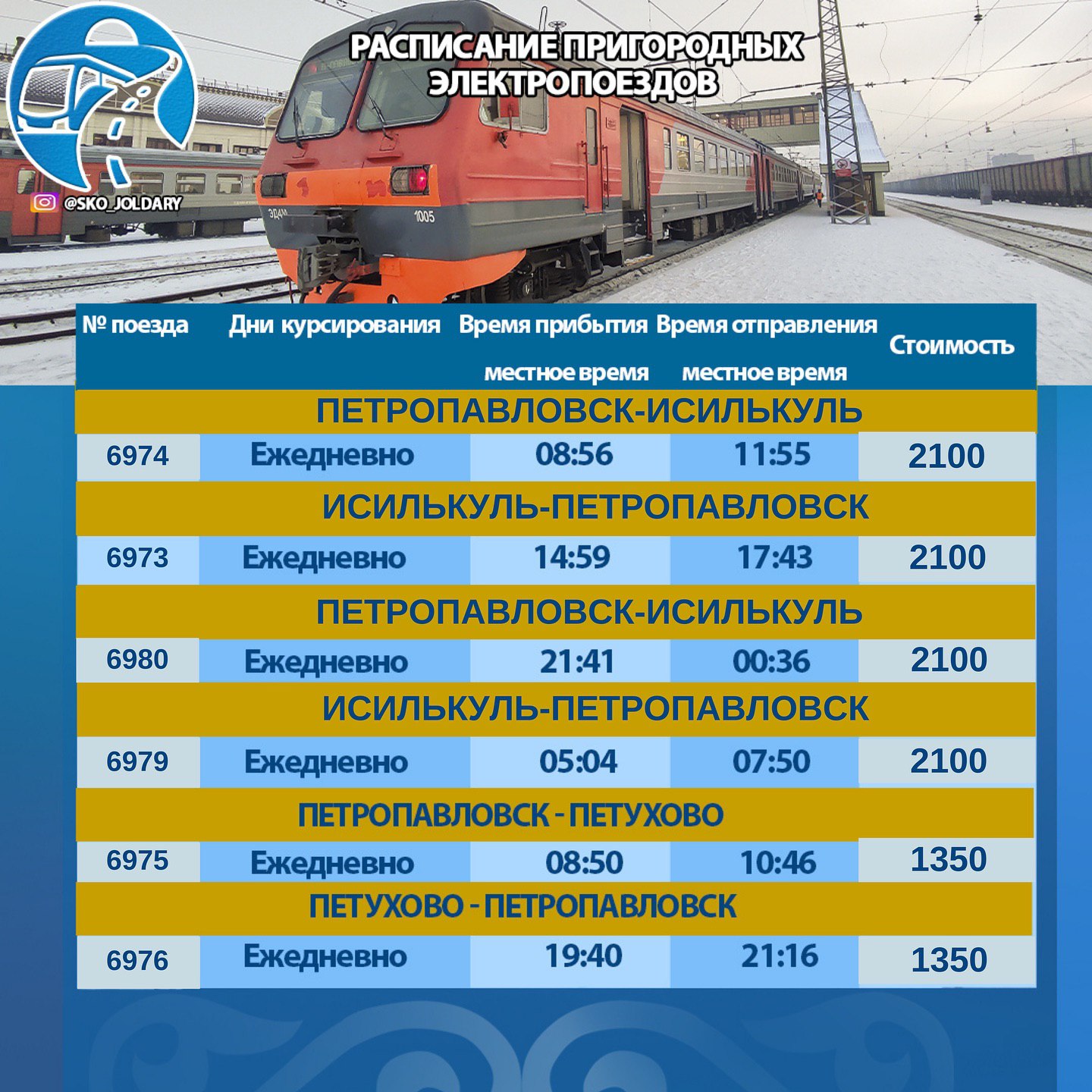 В Петропавловске с 1 февраля подорожает проезд в электричках